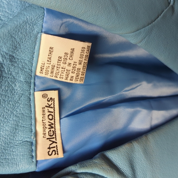 Styleworks by Newport News turquoise leather jacket size 8 - Picture 2 of 5